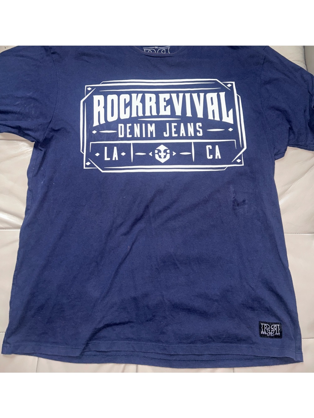Rock Revival Navy Short-Sleeve Logo Tee with White Graphic